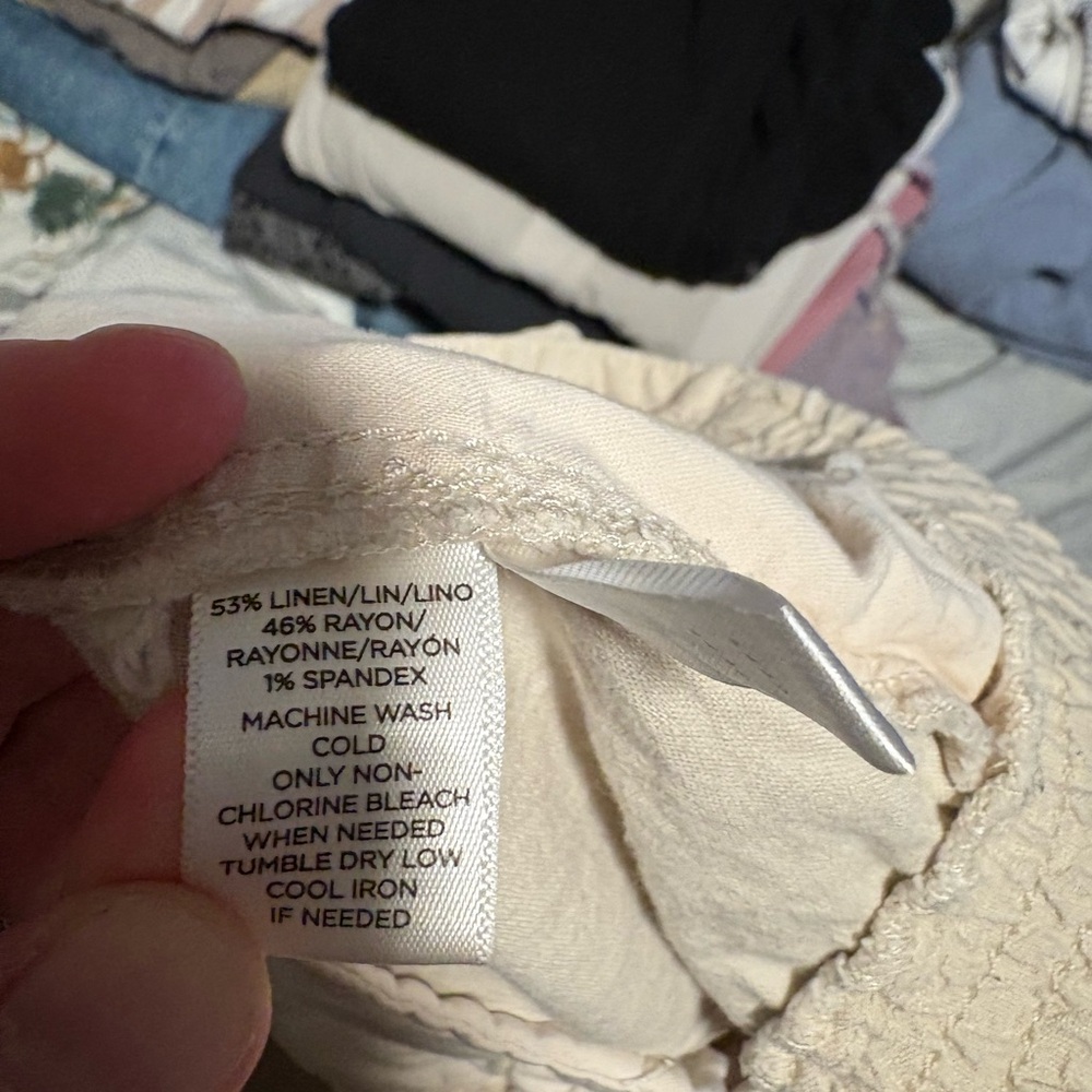 Lou & Grey Light Tan Linen Blend Drawstring Pants size XS - Picture 4 of 4